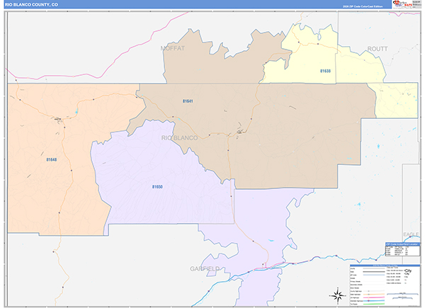 Rio Blanco County, CO Zip Code Map